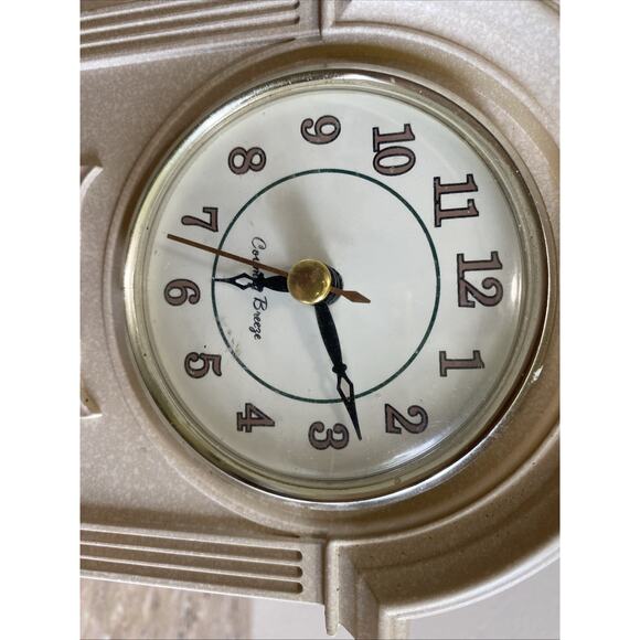 Ingraham Ivory Mantel Desk Clock 6"x5" Art Deco Style Vintage WORKS - Picture 2 of 9